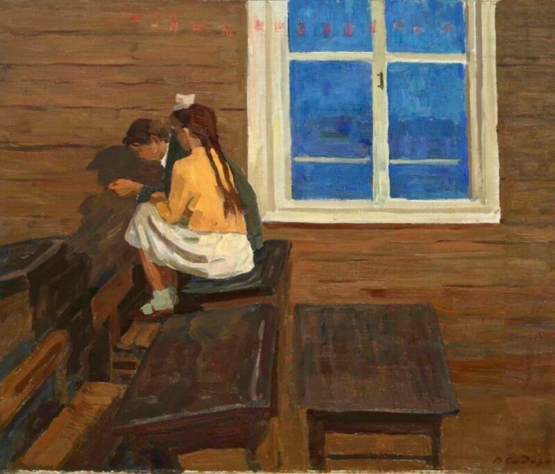 Картина В.М. Сидорова «Школьный вечер. Объяснение»
