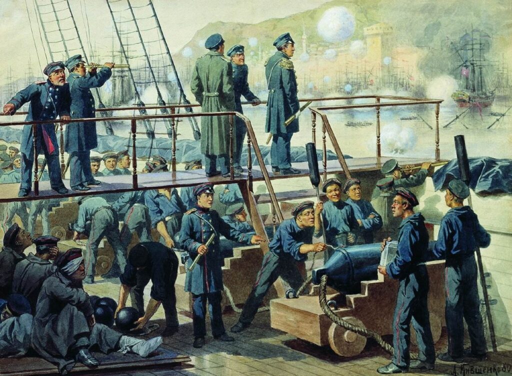 Адмирал Нахимов на корабле «Императрица Мария» во время боя при Синопе