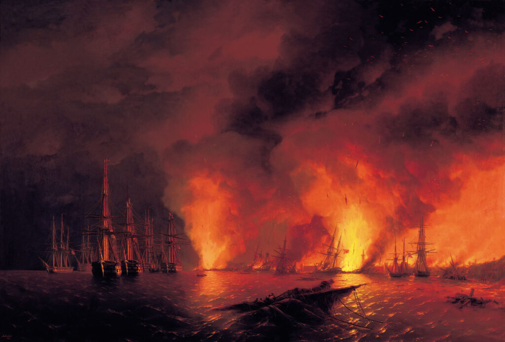 Картина Ивана Айвазовского «Синопский бой (Ночь после боя)»