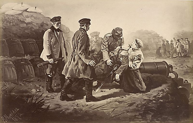 Репродукция картины Владимира Маковского «Смертельное ранение адмирала П.С.Нахимова»