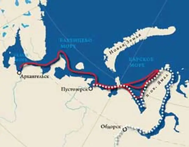 Карта походов Двинско-Обского отряда