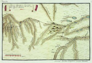 Маршрут 1771 г. от Моздока вверх по Тереку, по междуречью к месту впадения Подкумка в Куму, далее вверх по Куме по водоразделу и вниз по Кубани