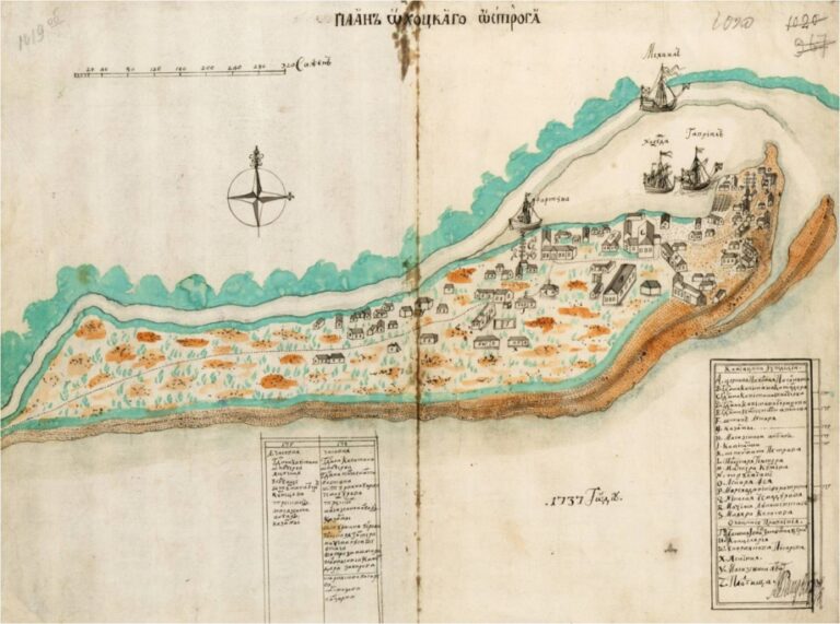 Карта поселка Охотск 1737 года