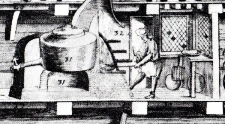 Камбуз на корабле конца XVII века