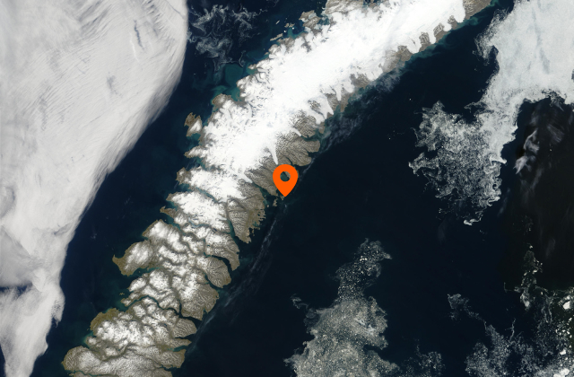 Новая Земля и остров Цивольки на снимке из космоса