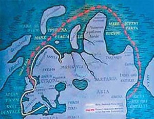 Карта Арктики, составленная в 1525 году Дмитрием Герасимовым