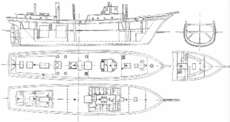 Схема общего расположения яхты «Заря»