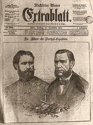 Газета 1874 года, слева Юлиус Пайер, справа Карл Вайпрехт