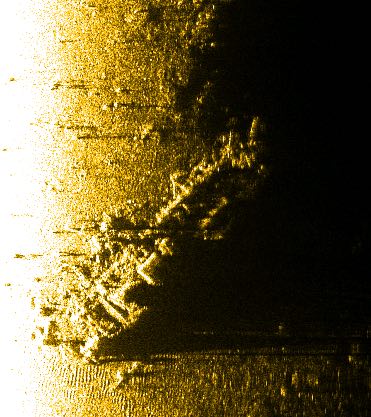 Изображение останков судна «Персей», полученное в результате сканирования морского дна